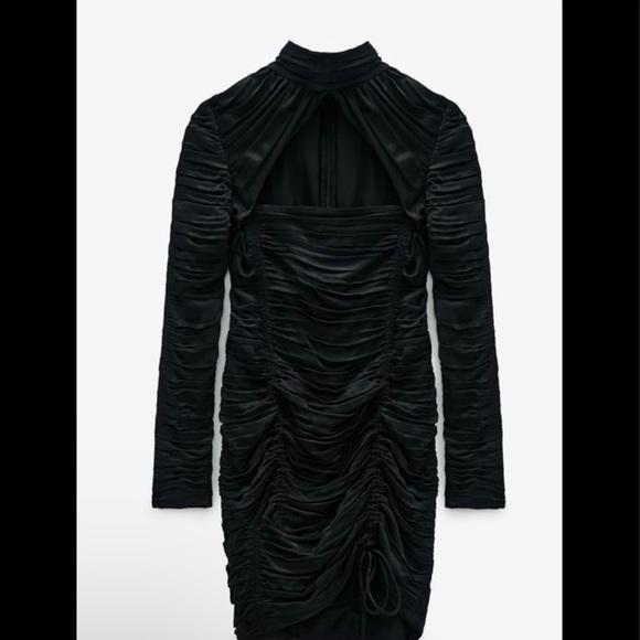 Zara Limited Edition Satin Effect Black Mini Dress - Picture 4 of 5